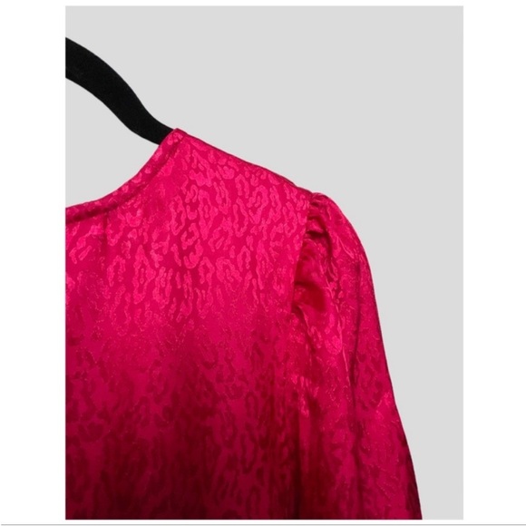 NWT ANTHROPOLOGIE | NSR ANIMAL PRINT SATIN
RUCHED PUFF SLEEVE MINI DRESS - Picture 4 of 10